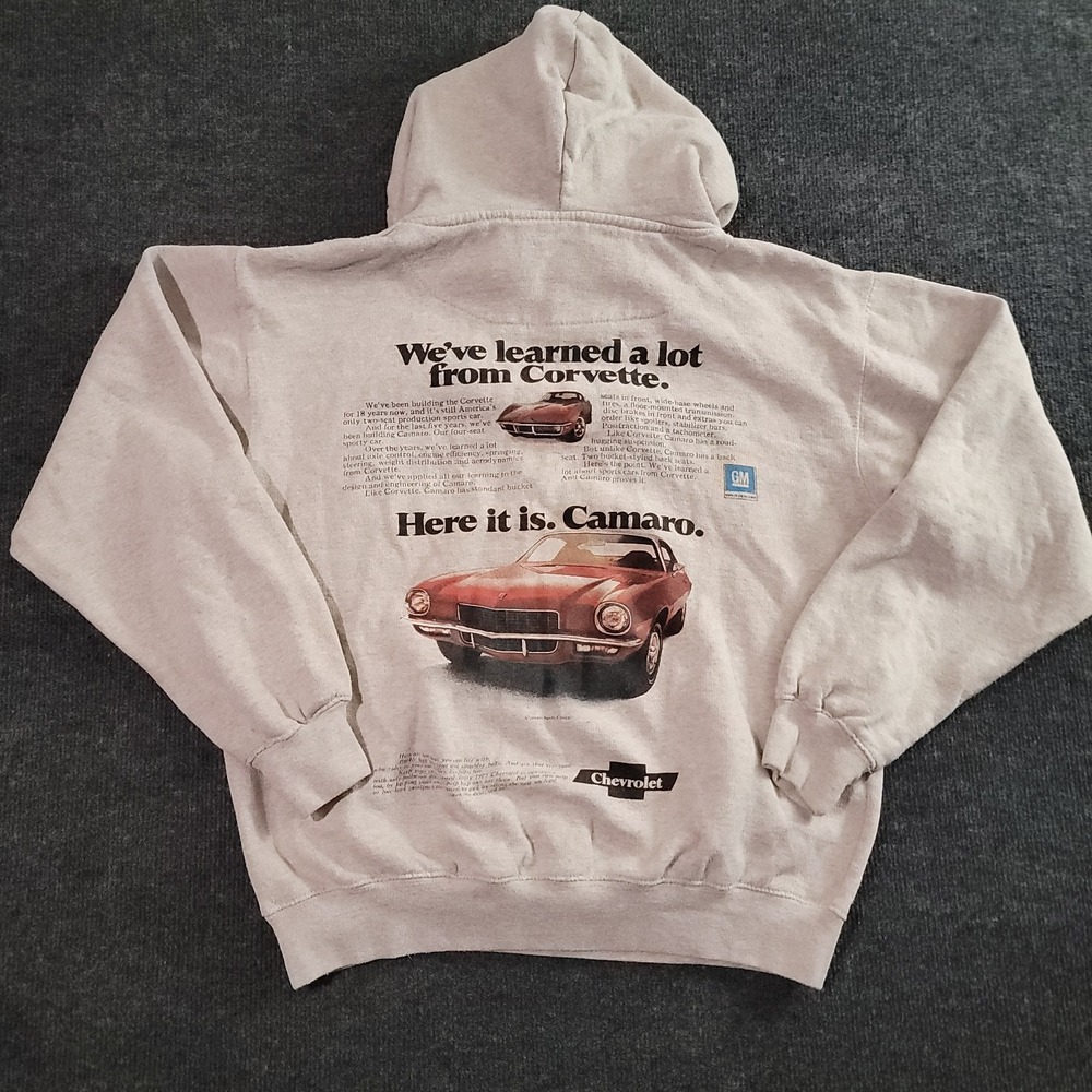 GM Brand Chevrolet Camaro Hoodie Size Medium Gray‎  American Muscle Sportscar